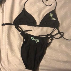 Large Black dragonfly string bikini triangle top